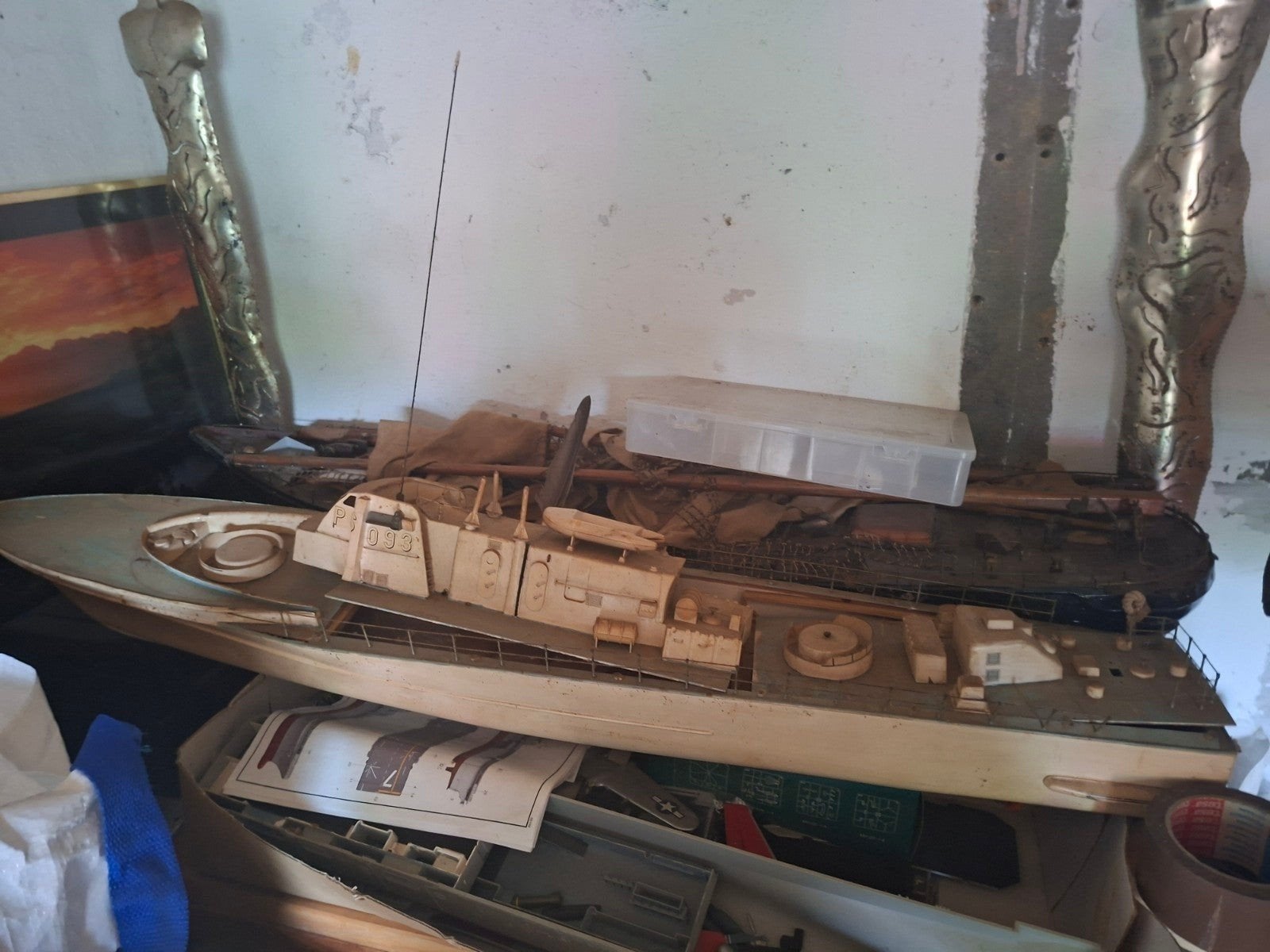 Vintage Bestuurbare Boot met 2 Motoren - Project, Ophalen, Gebruikt