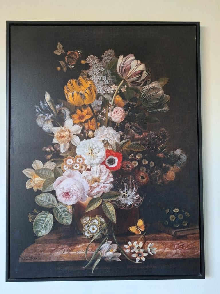 Prachtig bloemstilleven schilderij met lijst, Ophalen