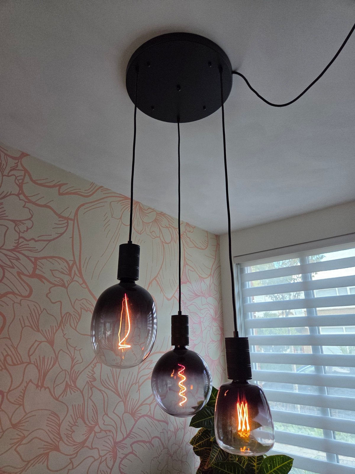 Hanglamp met 3 lampen, Ophalen of Verzenden, Zo goed als nieuw, Metaal, E27 (groot)