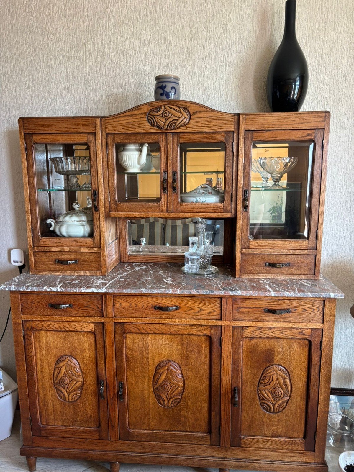 Vlaamse buffetkast 140 jaar oud, Huis en Inrichting, Kasten | Buffetkasten, Ophalen, Zo goed als nieuw, 25 tot 50 cm, Glas