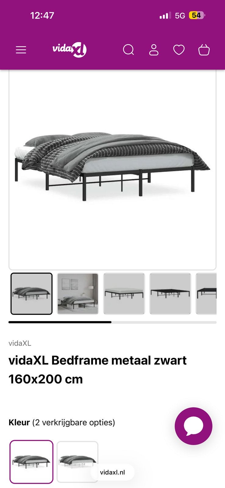 Bed zwart 160x200, Ophalen, Zwart, Tweepersoons, Zo goed als nieuw