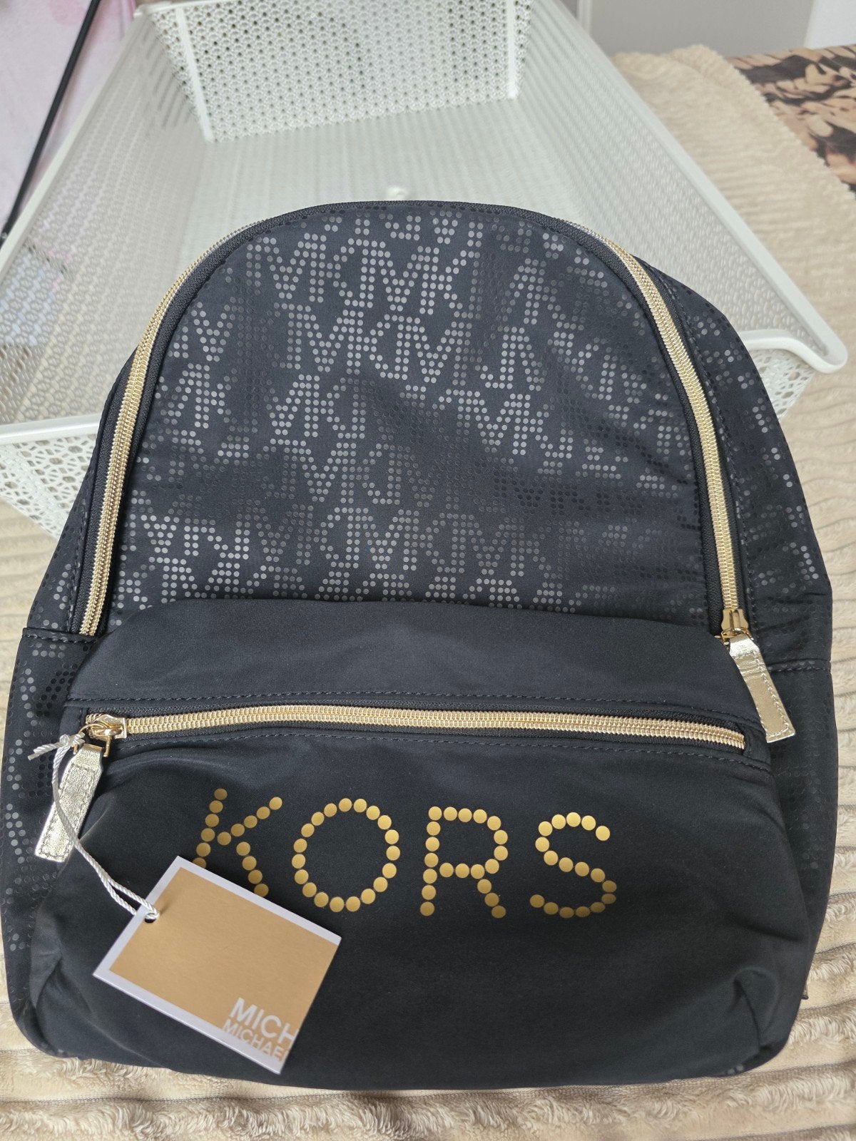 Michael Kors Rugzak Zwart met Gouden Details Junior, Overige merken, Nieuw, Ophalen of Verzenden, Minder dan 25 cm