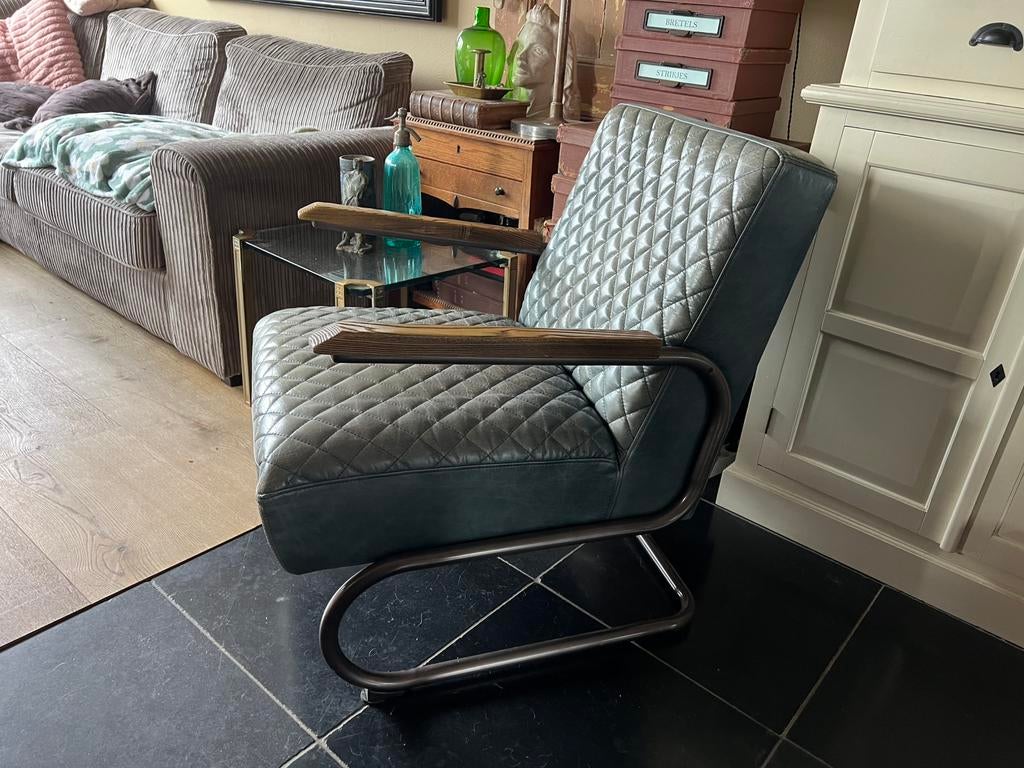 FAUTEUIL ELEONORA TYPE MARC, Huis en Inrichting, Ophalen, Gebruikt, Bruin, Leer