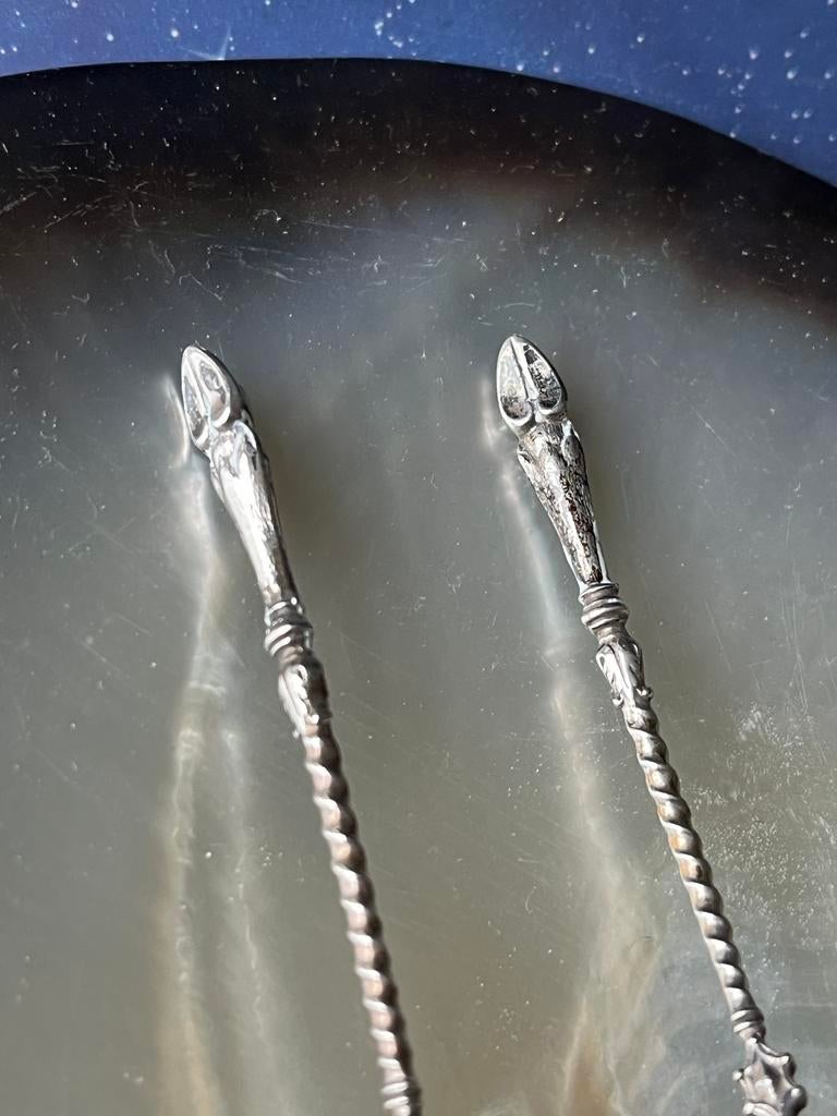 Twee zilveren lepeltjes, bokkenpoot, Antiek en Kunst, Ophalen of Verzenden, Zilver