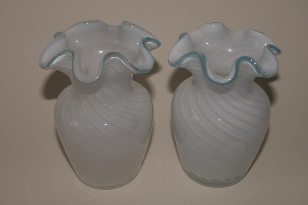 Murano vintage swirl  vaasjes 60/70's, Overige kleuren, Ophalen of Verzenden, Minder dan 50 cm, Glas