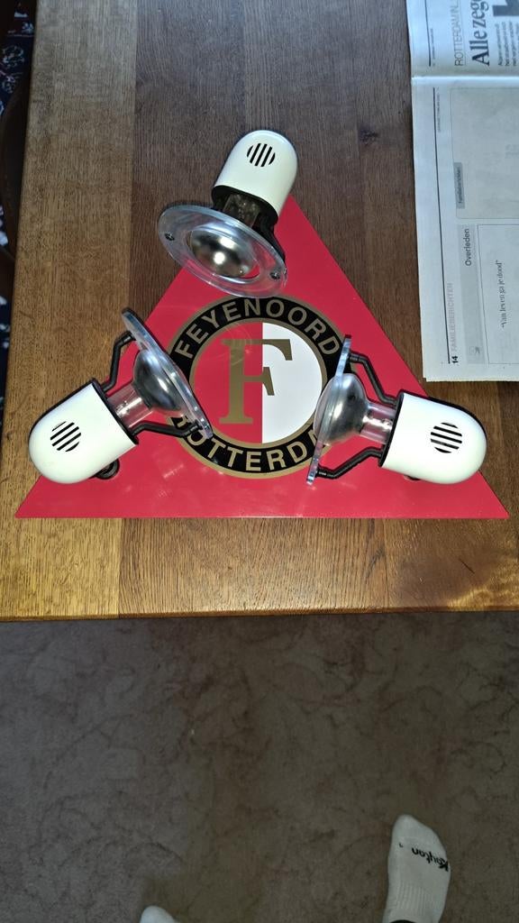 Vintage Feyenoord Plafonnière - Driehoekig, Gebruikt, Vintage, Ophalen of Verzenden, Minder dan 100 cm