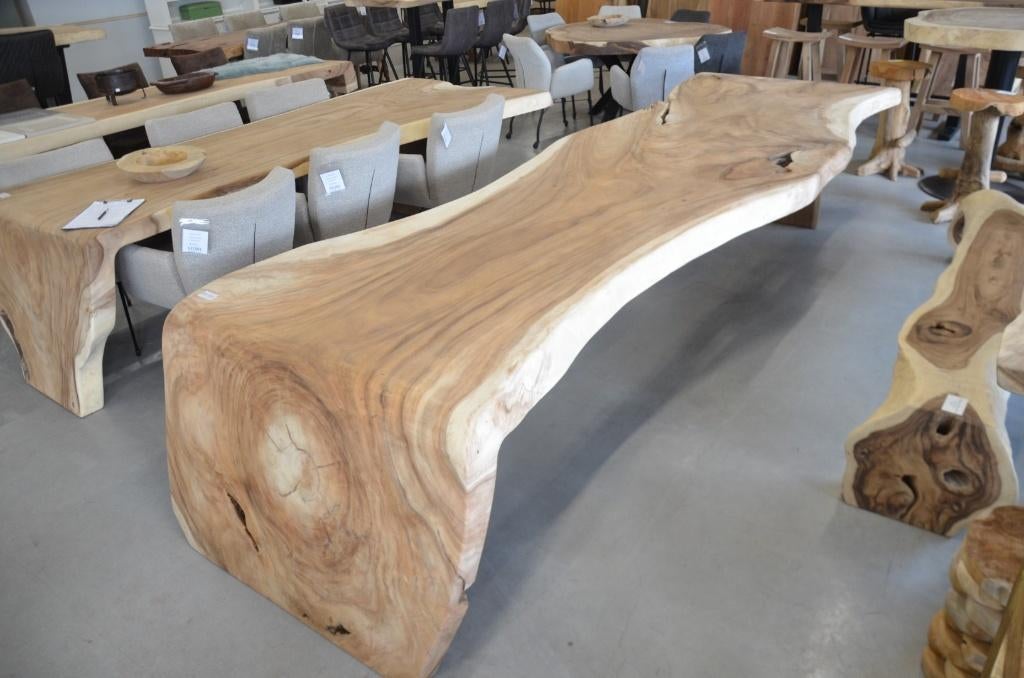 Watervaltafel suar 400cm -BT153, Overige houtsoorten, 100 tot 150 cm, Ophalen of Verzenden, Vijf personen of meer