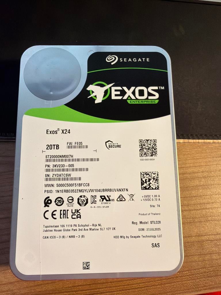 2 stuks Seagate Exos X24 20TB SAS HDD - Nieuw, Intern, SAS, Server, HDD