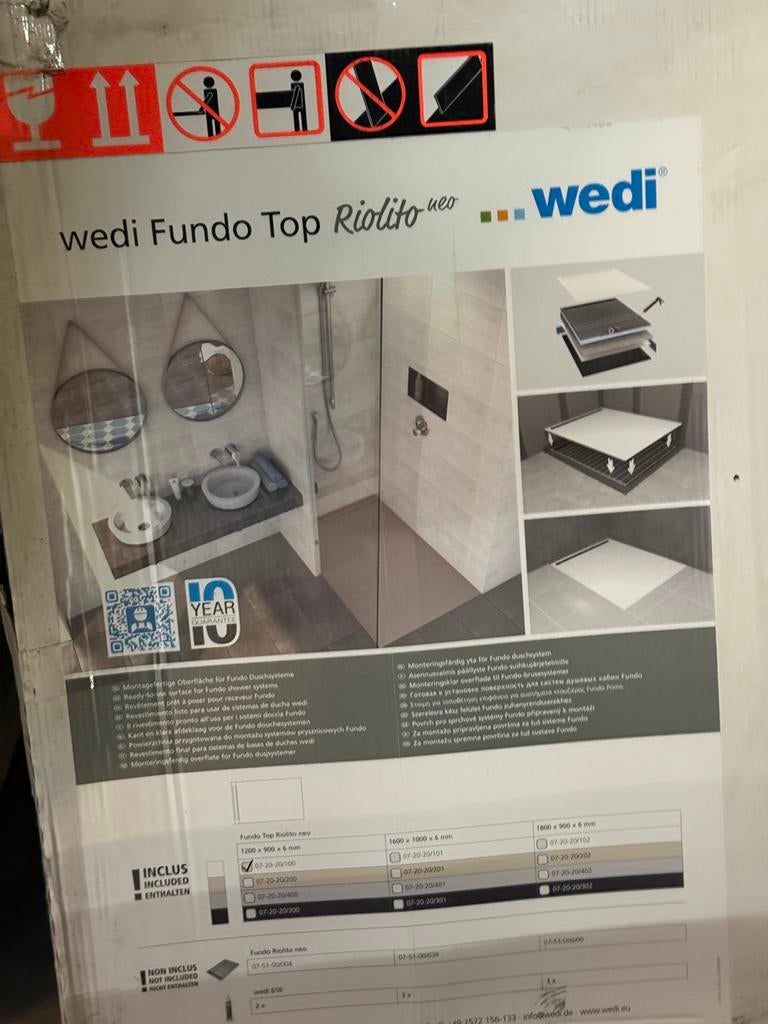 Wedi Fundo Top Riolito Neo - Douchevloer, Doe-het-zelf en Verbouw, Ophalen, 60 cm of meer, Keramiek, Nieuw