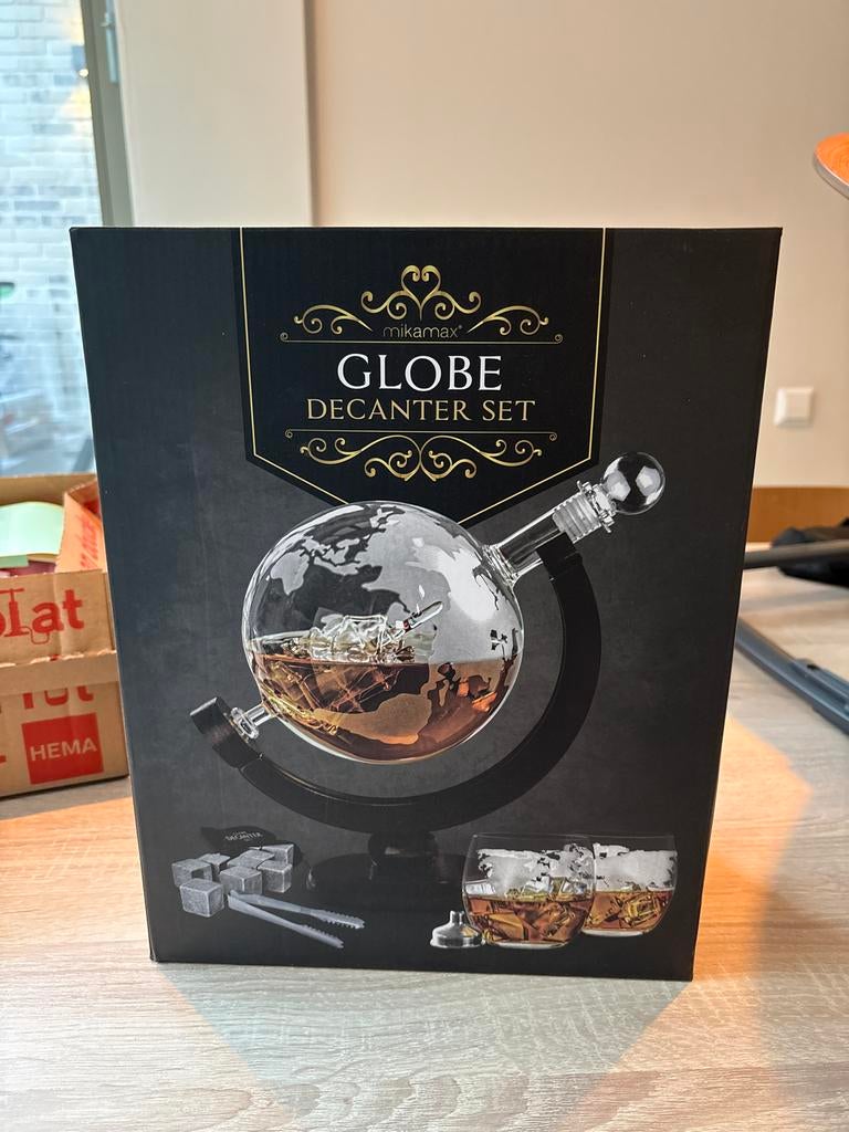Globe Decanter Set - Whiskey & Sterke Drank, Ophalen of Verzenden, Nieuw, Bruin, Overige materialen