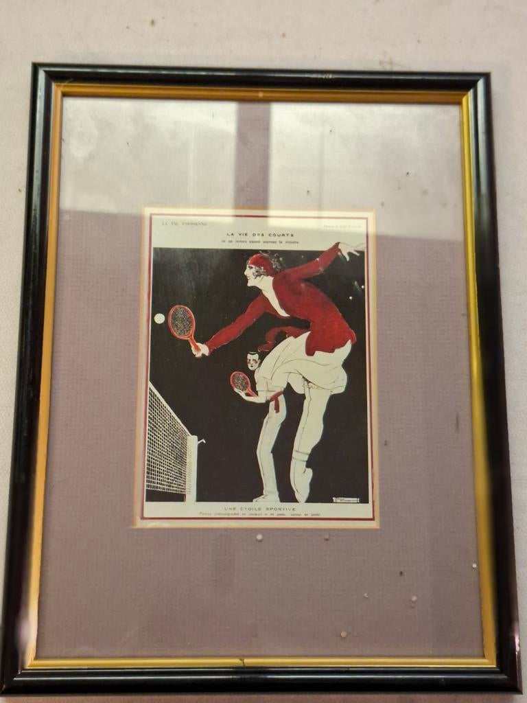 Vintage Art Deco Tennisschilderij René Vincent, Ophalen of Verzenden