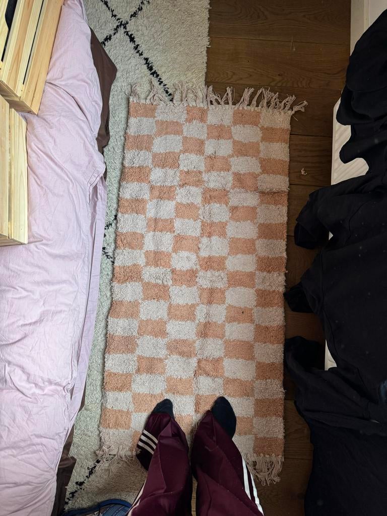 2x Geblokte Karwei kwantum Kleedjes - 60x120 cm, Crème, Gebruikt, 100 tot 150 cm, Rechthoekig