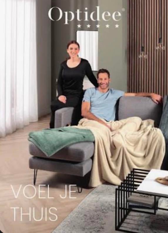 €10,- korting op Optidee woondeken beige, Huis en Inrichting, Ophalen of Verzenden, Nieuw