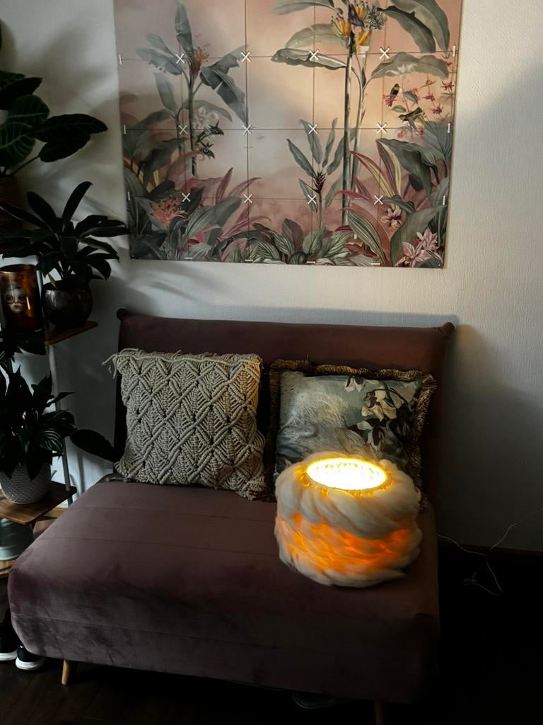 Lamp van puur lontwol, Rond, Nieuw, Ophalen of Verzenden, Crème