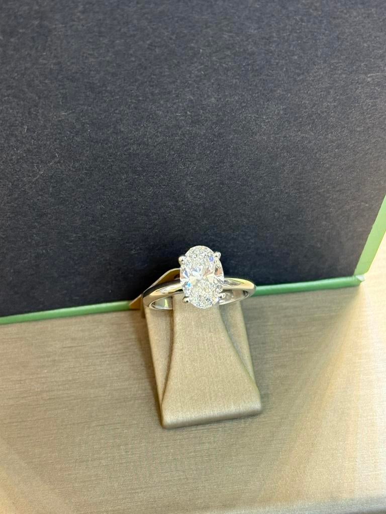 18KT Wit Goud - Ovaal Lab Diamant Ring 2.01ct - Vrouwenring, Sieraden, Tassen en Uiterlijk, Ringen, Ophalen, Wit, Nieuw, 17 tot 18
