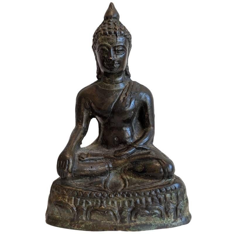 Oud Thais bronzen Boeddhabeeld in Bhumisparsha mudra