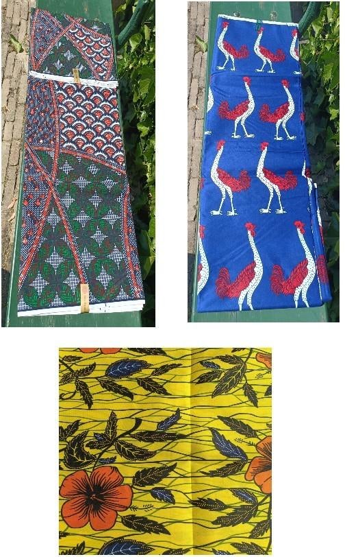 Afrikaanse nieuwe wax stof was katoen 5.50 x 1.15 (6, 7, 8), Overige kleuren, Ophalen of Verzenden, 30 tot 120 cm, Katoen