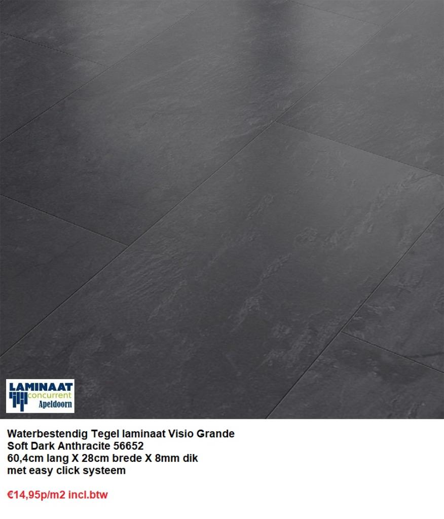 Waterbestendig Tegel Laminaat Dark Anthracite €14,95p/m2