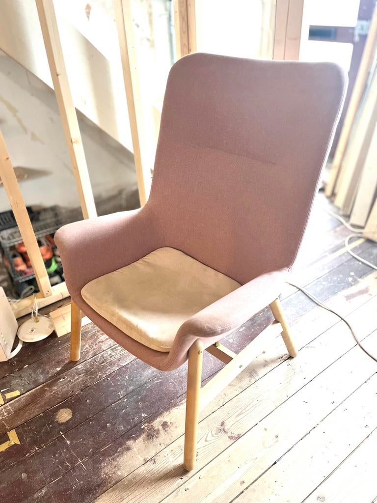 Roze ikea VEDBO fauteuil, Ophalen, Gebruikt, 75 tot 100 cm, 50 tot 75 cm