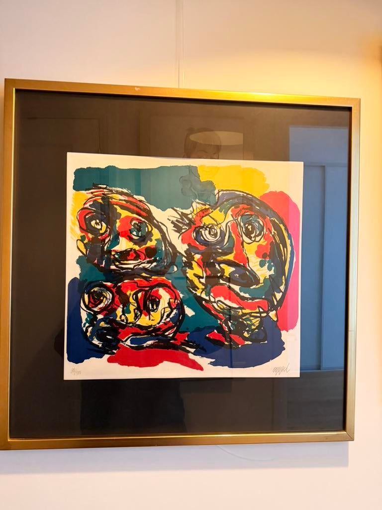 Karel Appel - De Drie Gezichten - 98/100 - Ingelijst, Antiek en Kunst, Kunst | Litho's en Zeefdrukken, Ophalen of Verzenden