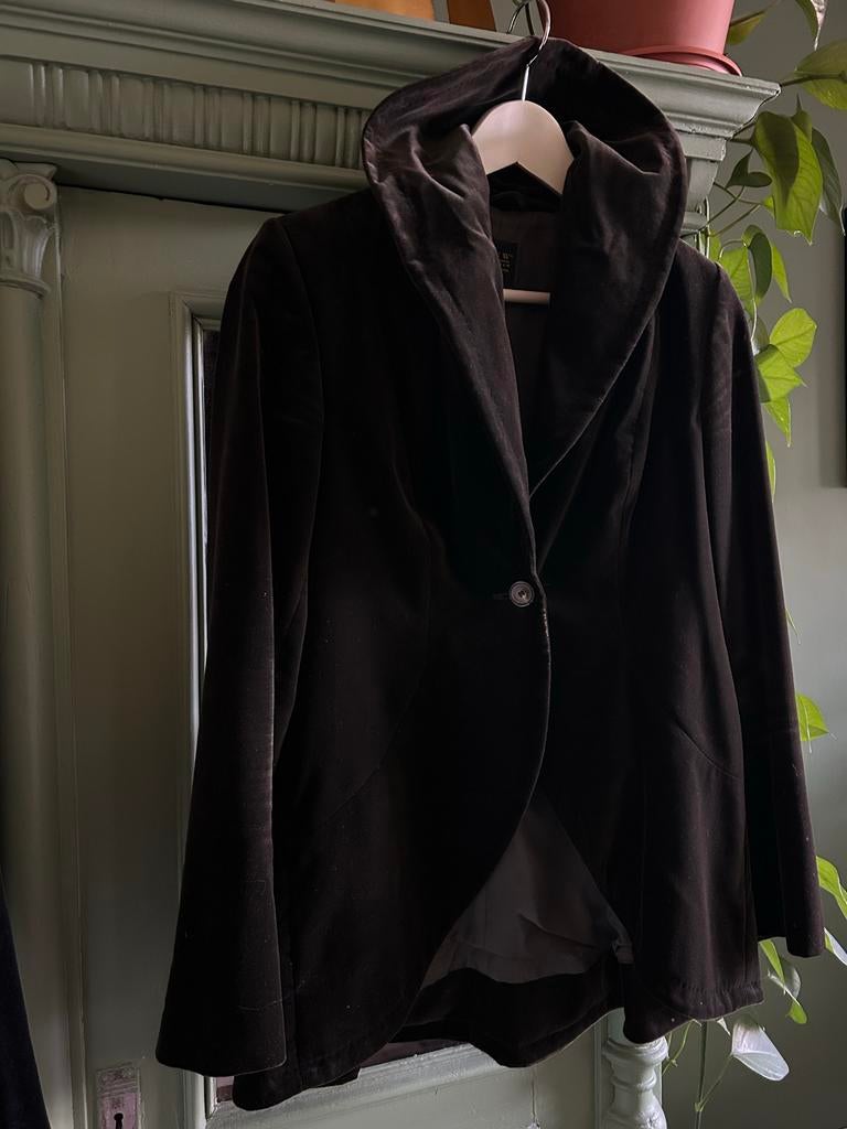 Pauw Amsterdam velours jasje Maat 2, Kleding | Dames, Jasjes, Kostuums en Pakken, Maat 38/40 (M), Bruin, Ophalen of Verzenden