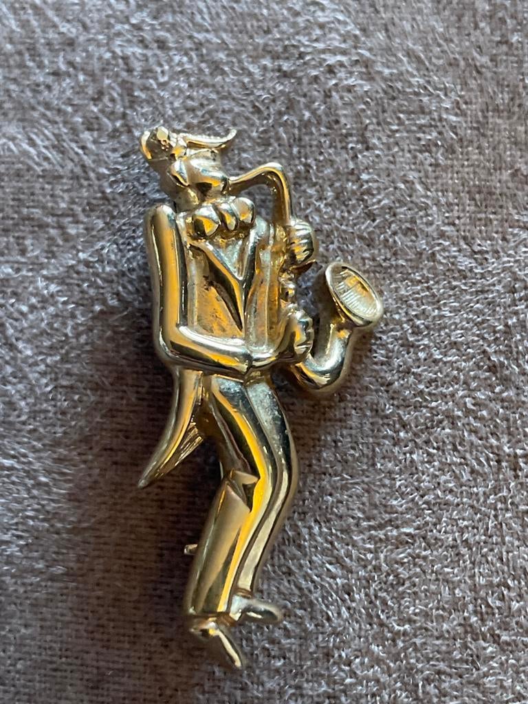 Broche met figuur muzikant, Ophalen of Verzenden, Gebruikt