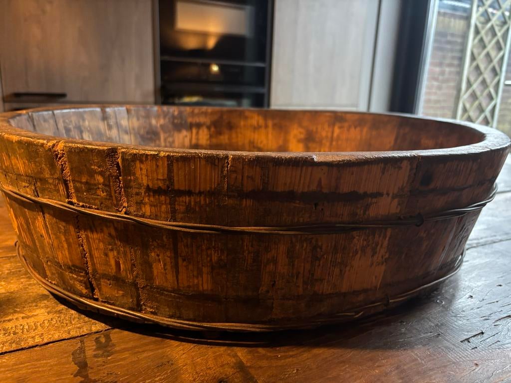 Grote rustieke olijfbak, landelijke stijl, Huis en Inrichting, Woonaccessoires | Schalen en Manden, Ophalen, Gebruikt, Schaal