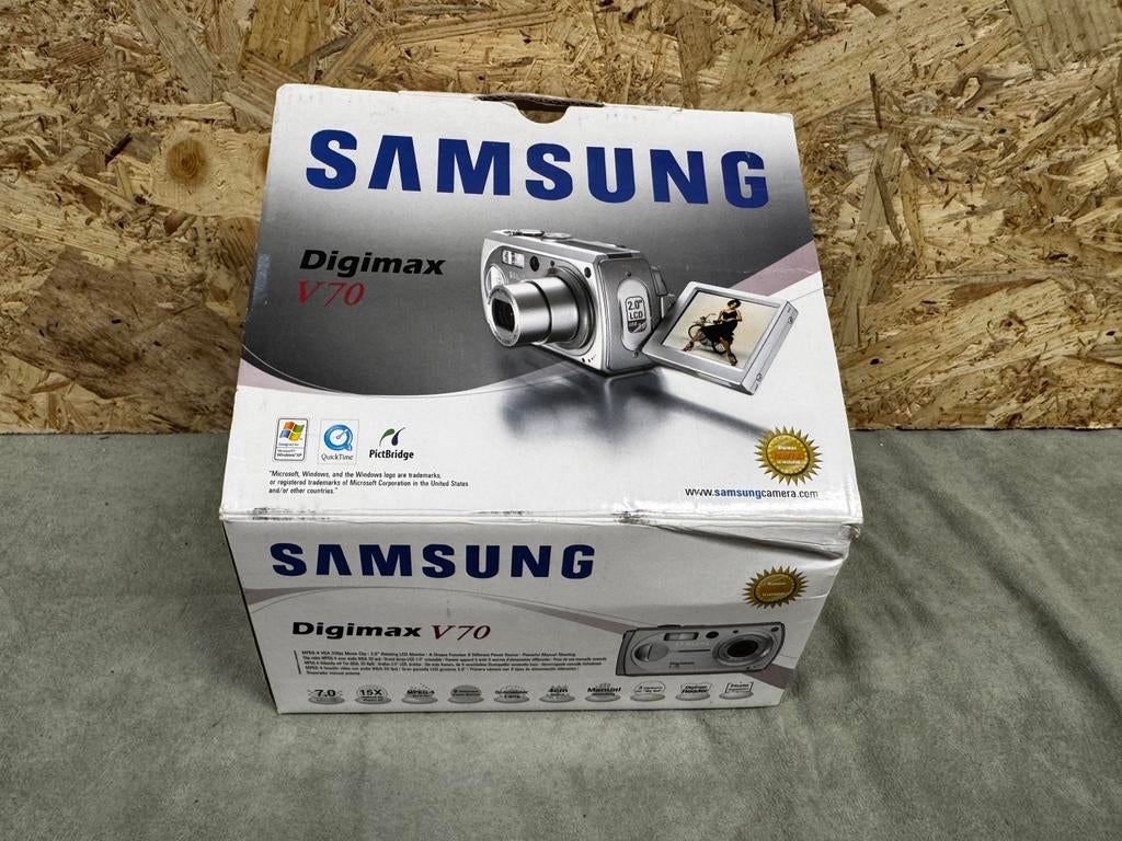 Samsung Digimax V70 Retro Digicam – Compleet in Doos! - Rek4, 8mm, Ophalen of Verzenden, X, Camera