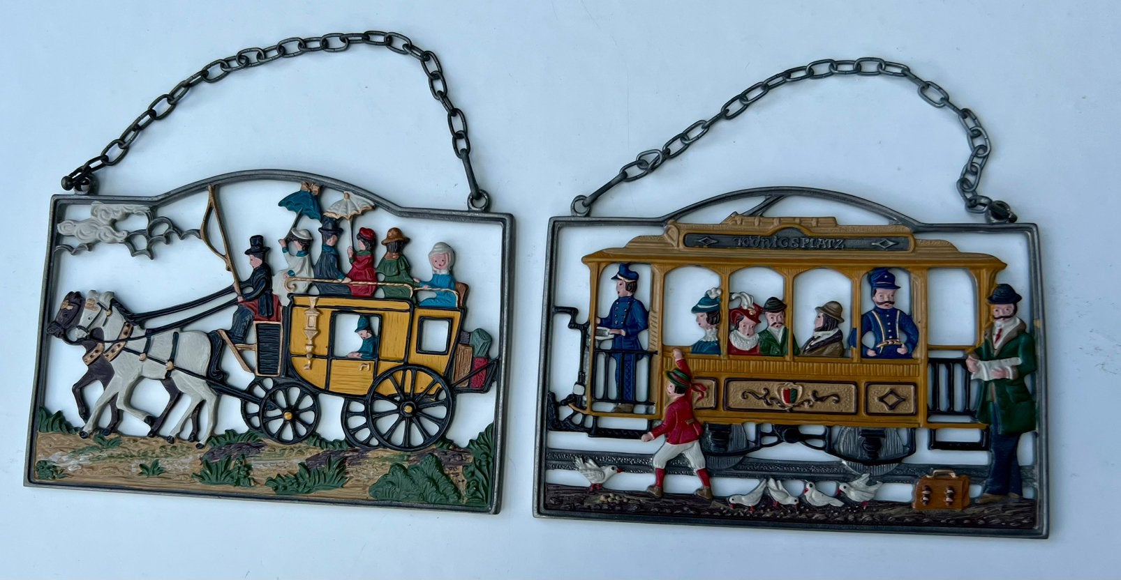 2 vintage tinnen schilderijtje met fraaie afbeeldingen, Ophalen of Verzenden