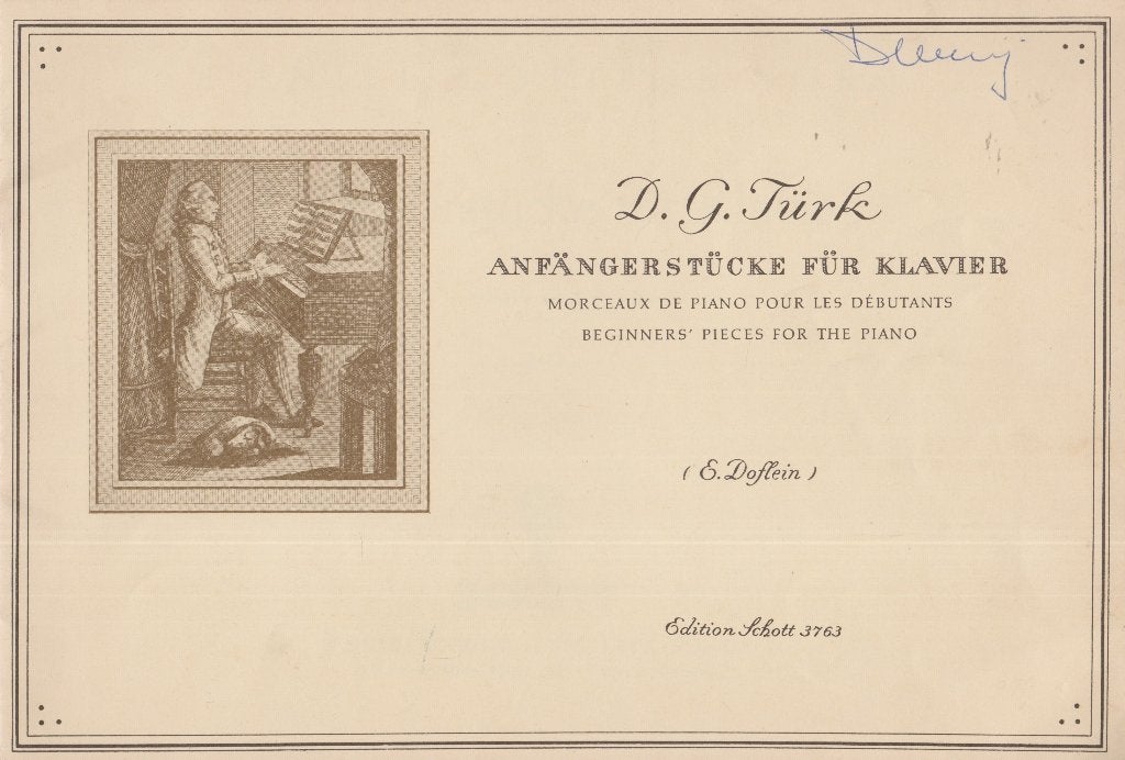 DANIEL GOTTLOB TURK - Anfangerstucke fur Klavier, Gebruikt, Ophalen of Verzenden, Artiest of Componist, Piano