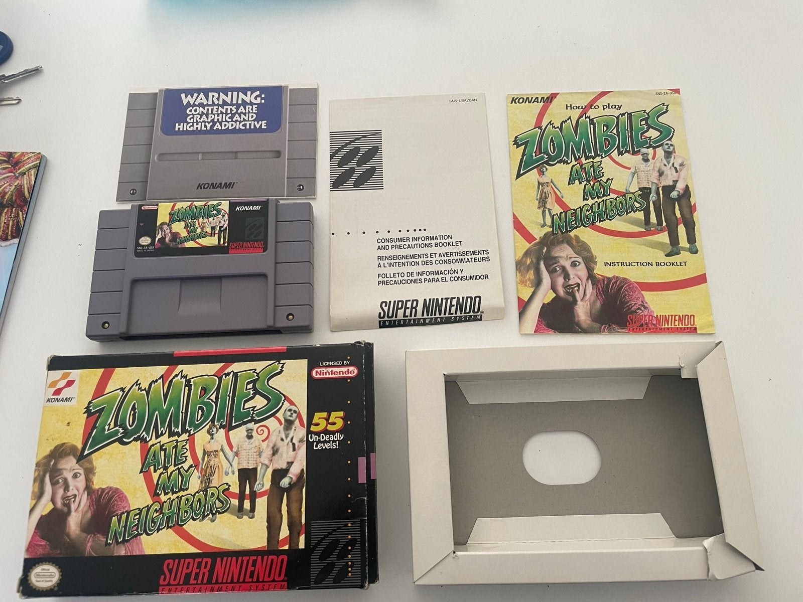 Zombies Ate My Neighbors Super Nintendo SNES CIB USA, Gebruikt, 1 speler, Racen en Vliegen, Ophalen of Verzenden