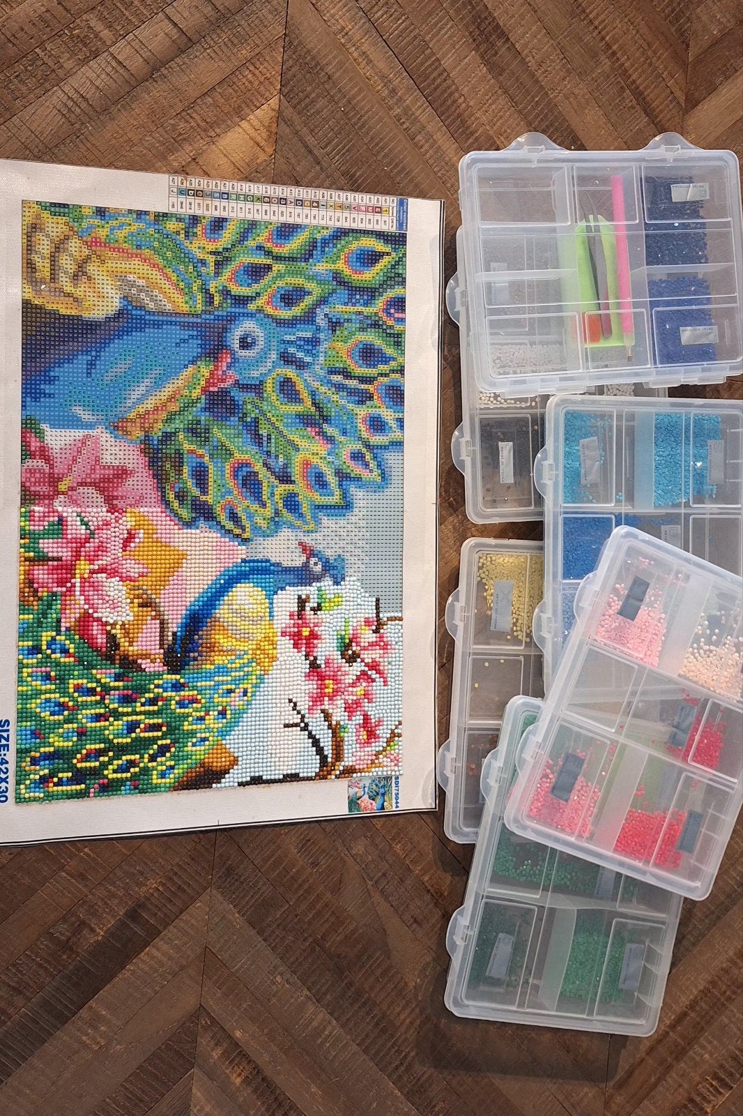 Diamond Painting Pauw - Compleet pakket met accessoires, Ophalen, Meerkleurig, Zo goed als nieuw, Diamond painting