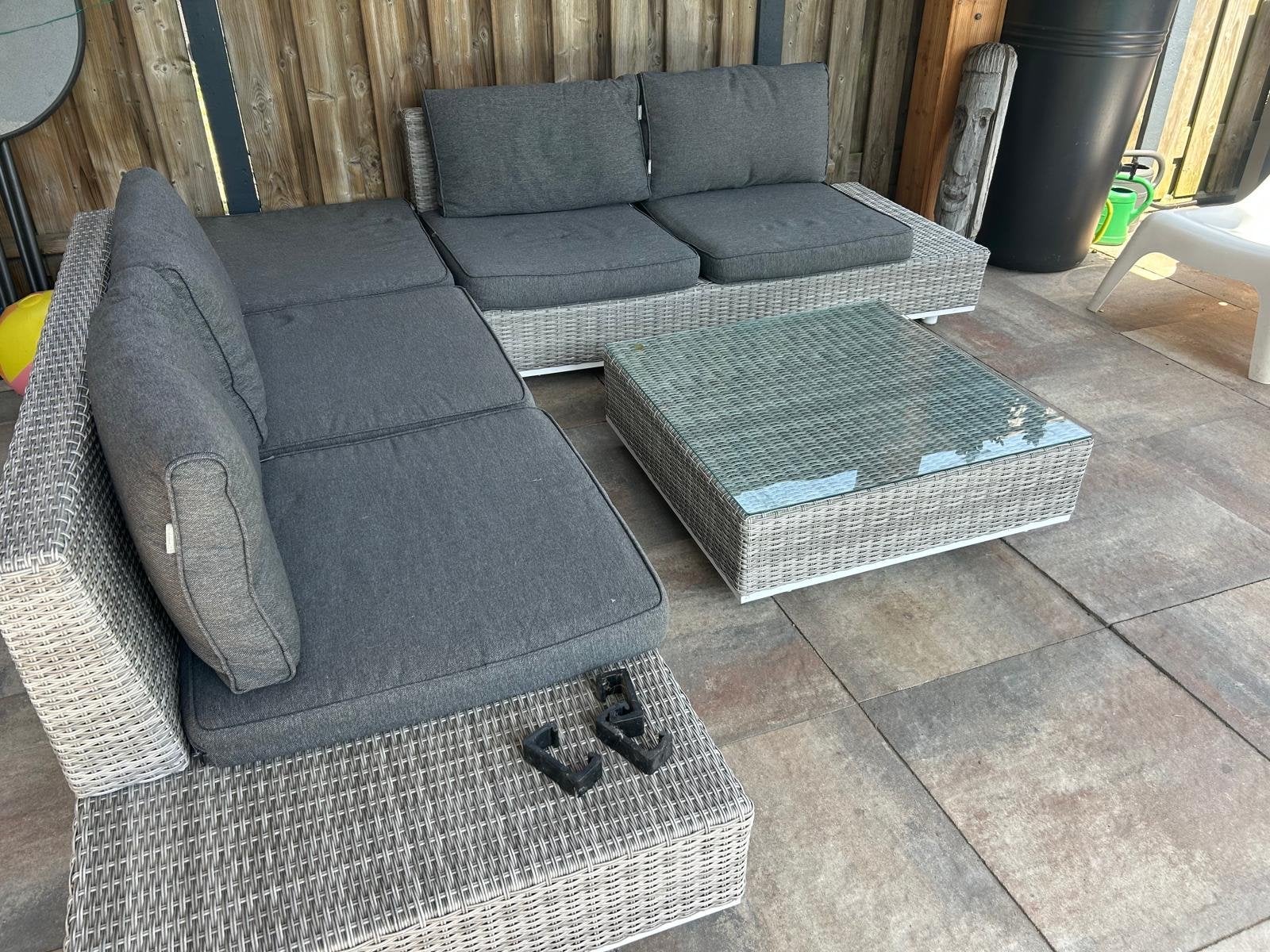 loungeset met tafel - 175 breed 84 diep, 66 hoog, Tuin en Terras, Ophalen, 4 zitplaatsen, Gebruikt, Loungeset