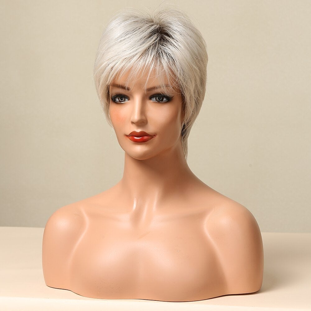 Platinum Blonde Korte Pruik Blond Stijl Haar Haren Dames, Verzenden, Nieuw, Pruik of Haarverlenging