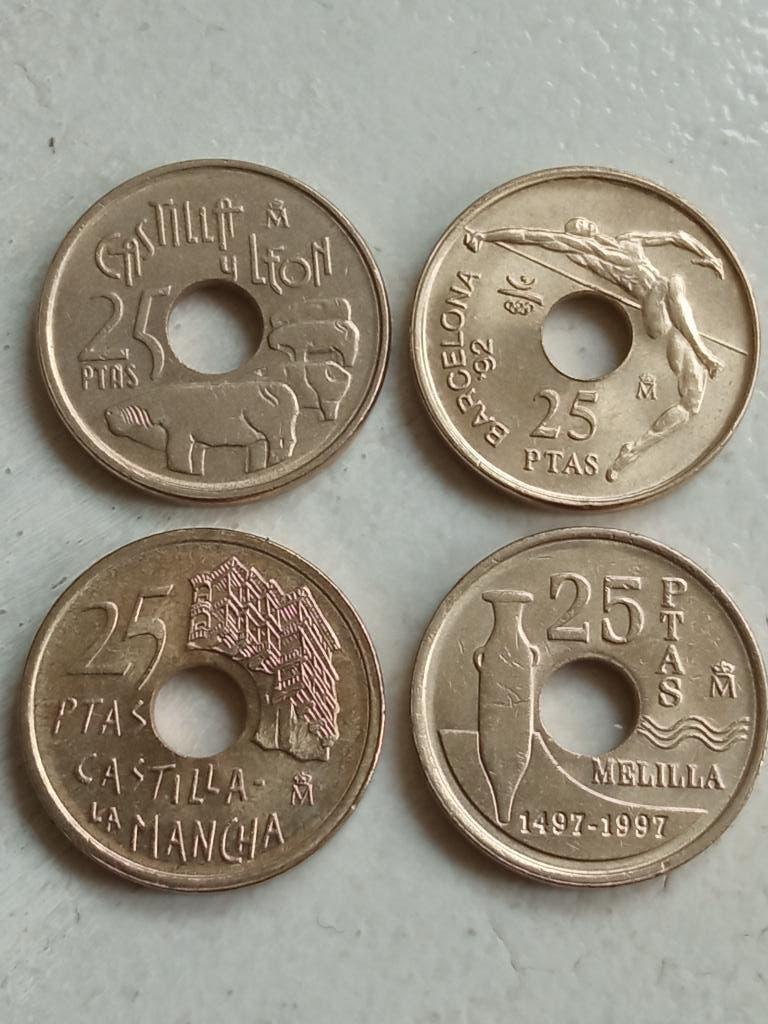 Spanje 4 x 25 peseta., Ophalen of Verzenden, Overige landen, Setje
