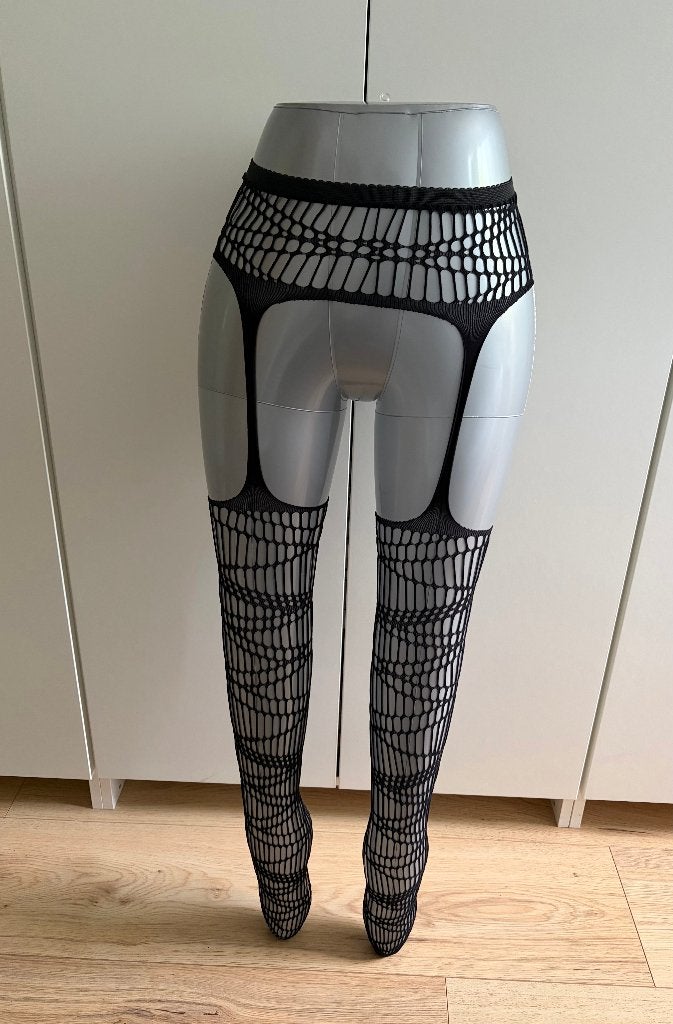Jarretel open met motief, Verzenden, Nieuw, Zwart, Panty