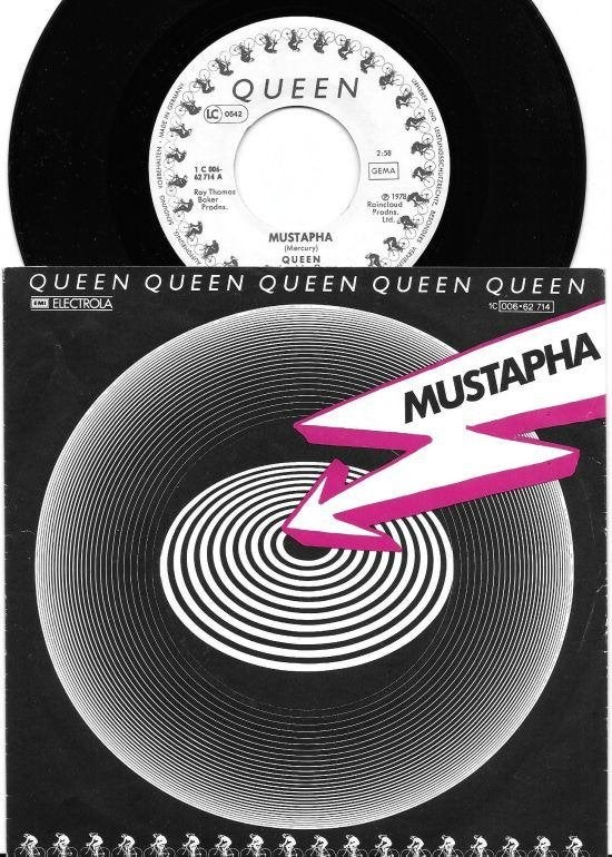 Queen 7" Mustapha 1978 Germany, Cd's en Dvd's, Vinyl Singles, Gebruikt, 7 inch, Ophalen of Verzenden, Fotohoes