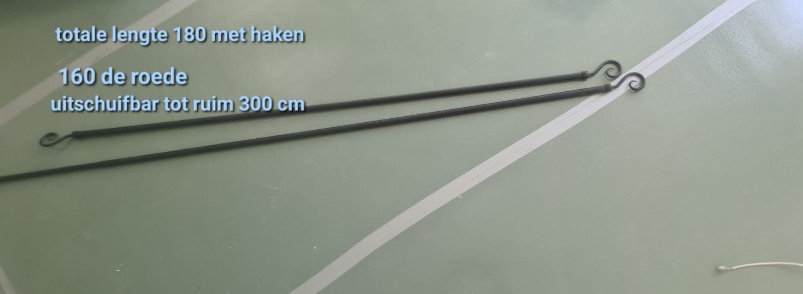 Uitschuifbare gordijnroede met haken - 180-300 cm, Ophalen, Met haken, Gebruikt, Overige merken