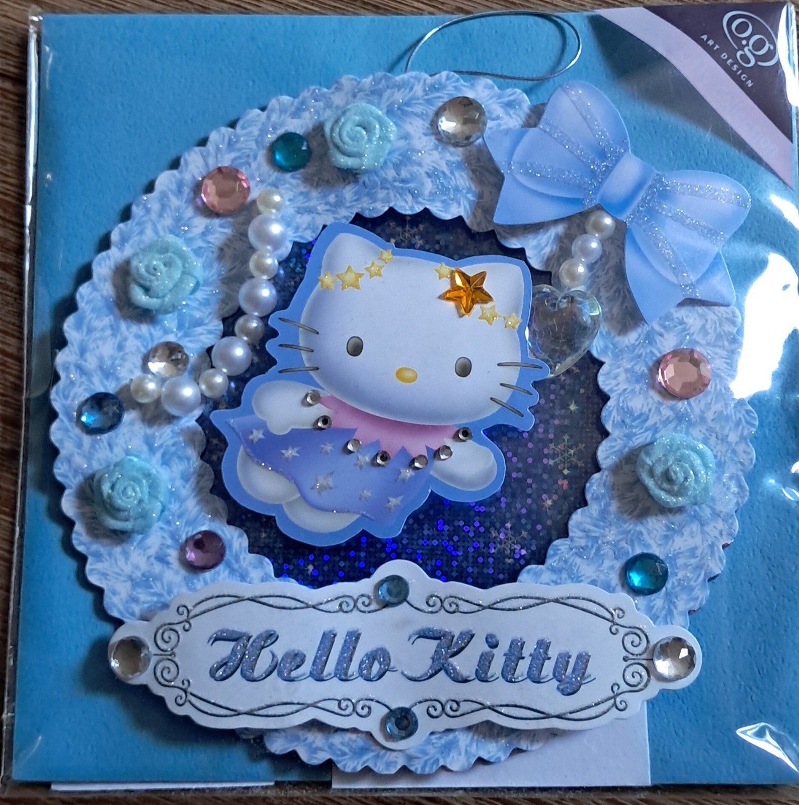 Zeldzame Vintage Hello Kitty 3D Kaart - Blauw - OG Art Desig, Ophalen of Verzenden, Nieuw