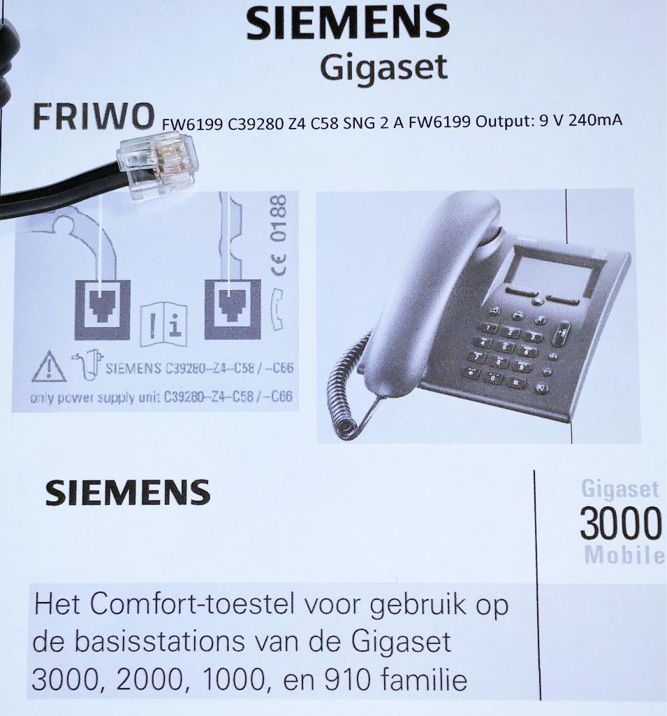 ASPRO C39280-Z4-C58 9V 0.24A AC ~ AC FW6199 Adapter Gigaset, Ophalen of Verzenden, Zo goed als nieuw, Toebehoren