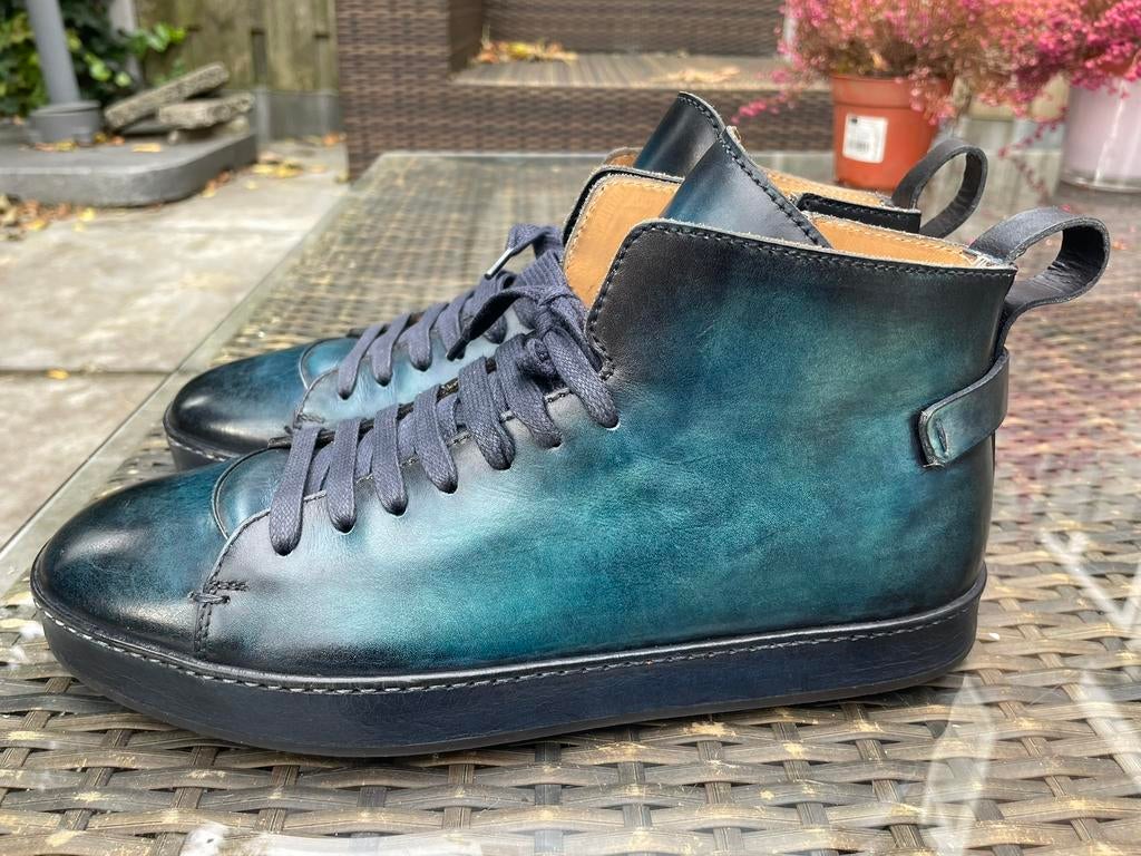 Prachtige Santoni sneakers model 20279 maat 6,5 UK/EU 40,5, Kleding | Heren, Schoenen, Zo goed als nieuw, Sneakers of Gympen, Blauw