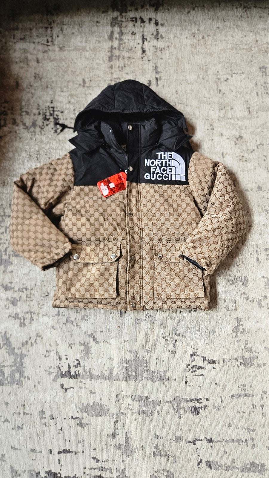 mooie gucci northface jas, Bruin, Maat 48/50 (M), Nieuw, Ophalen of Verzenden