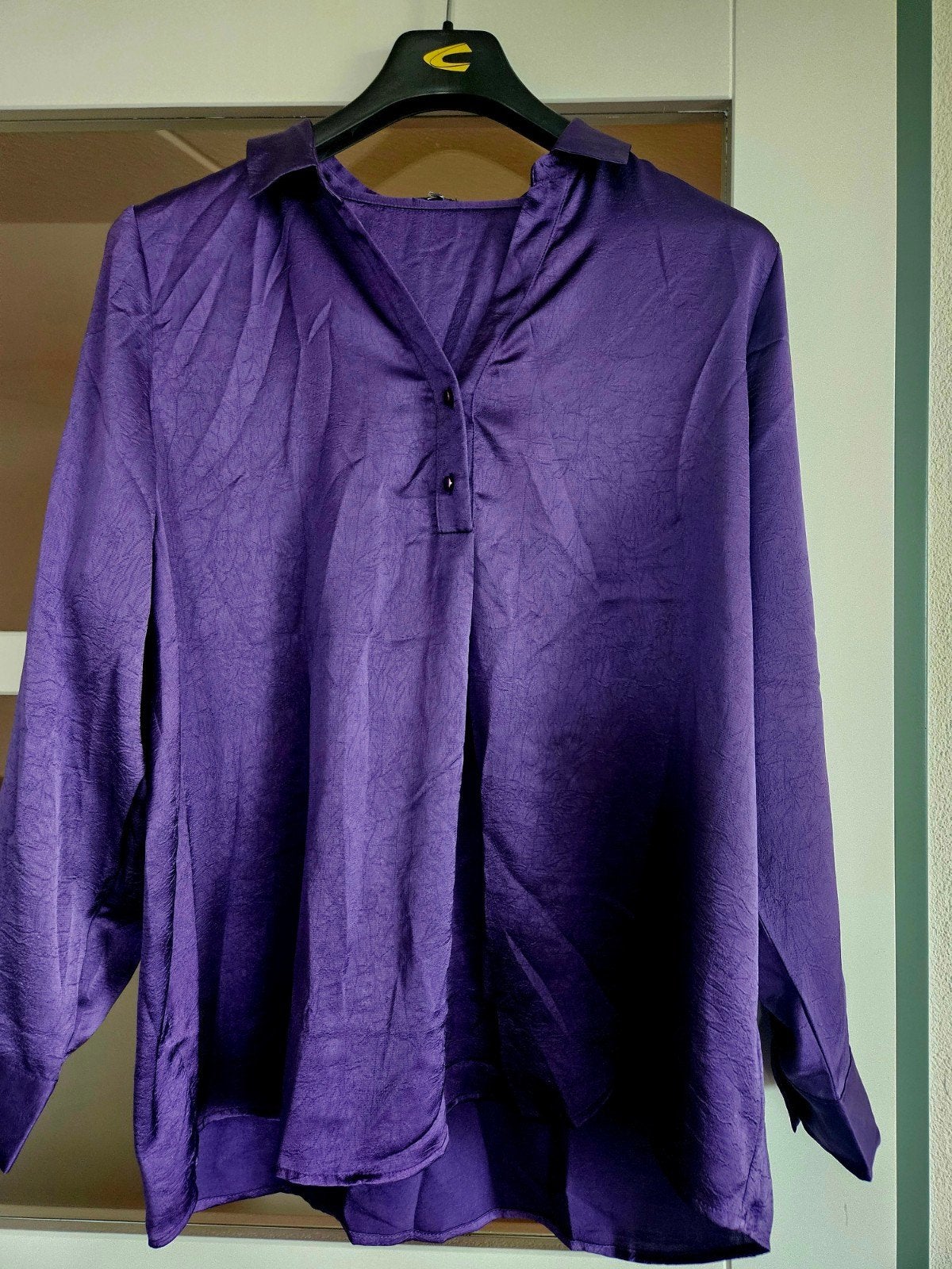 Blouse 46/48 Exxellent paars glanzend, Ophalen of Verzenden, Zo goed als nieuw, Maat 46/48 (XL) of groter, Paars