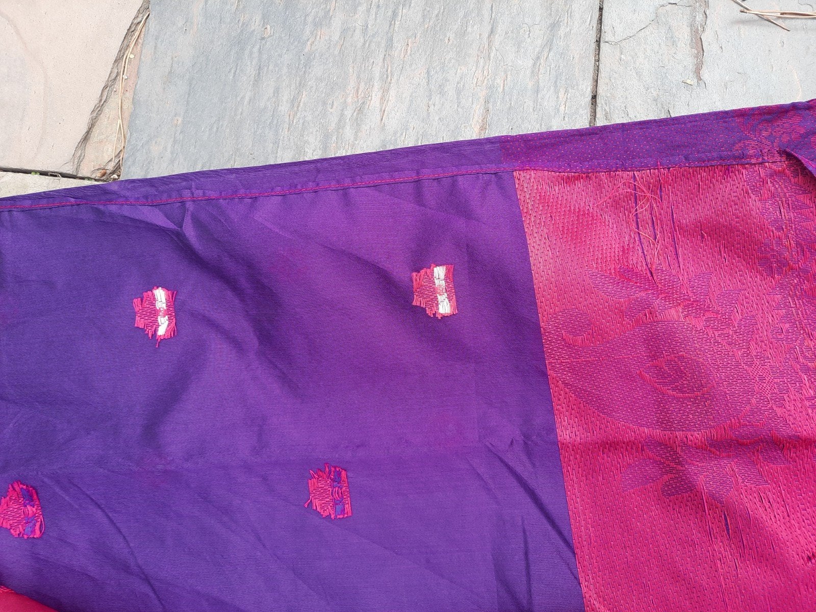 Sari Bangladesh paars roze, Paars, Maat 42/44 (L), Ophalen of Verzenden, Zo goed als nieuw