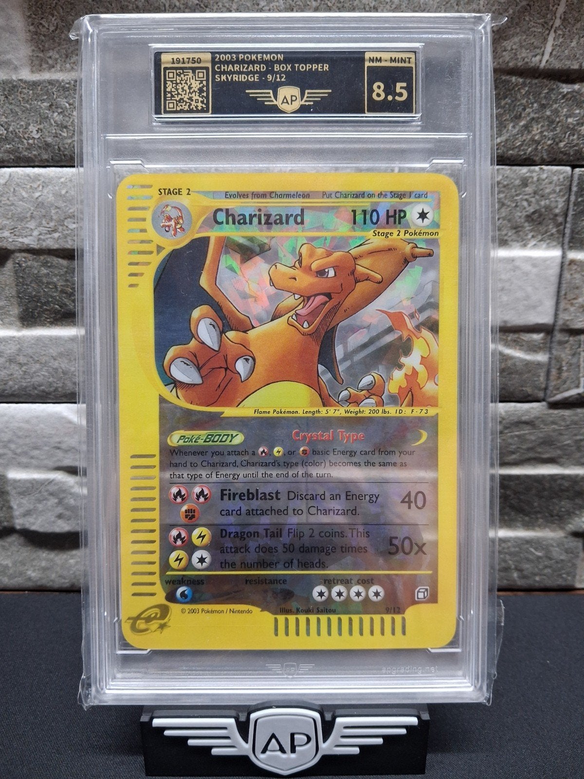 Pokémon Charizard Box Topper Skyridge 9/12 PSA 8.5 NM-Mint, Ophalen of Verzenden, Zo goed als nieuw