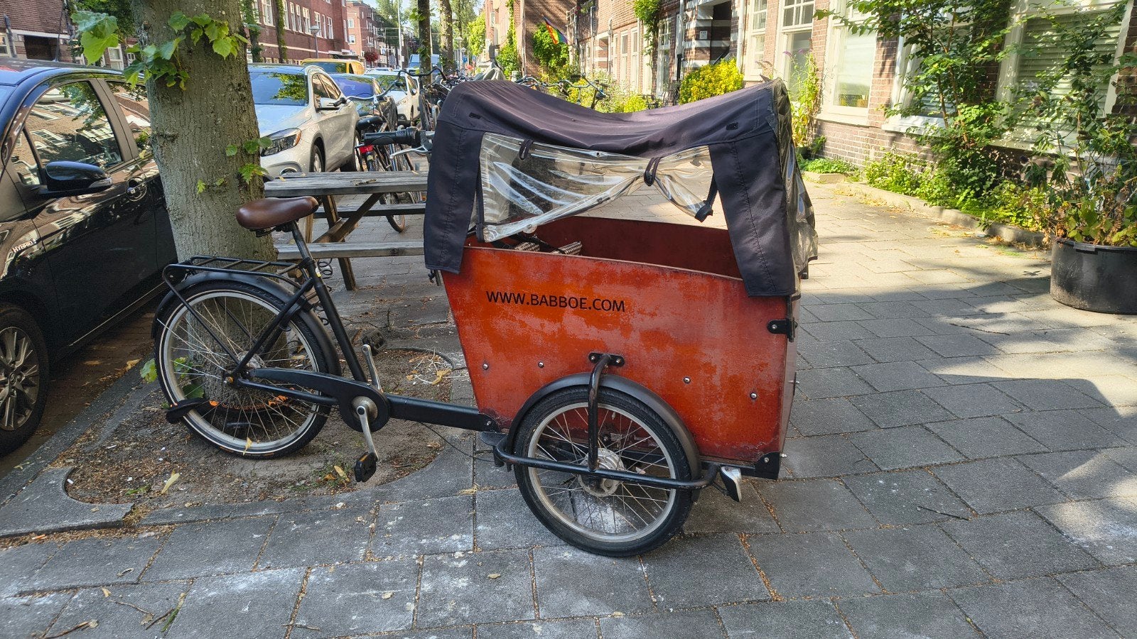 Babboe bakfiets (regenhuif, 7 versnellingen, refurbished), 4 kinderen of meer, Huif, Zo goed als nieuw, Ophalen