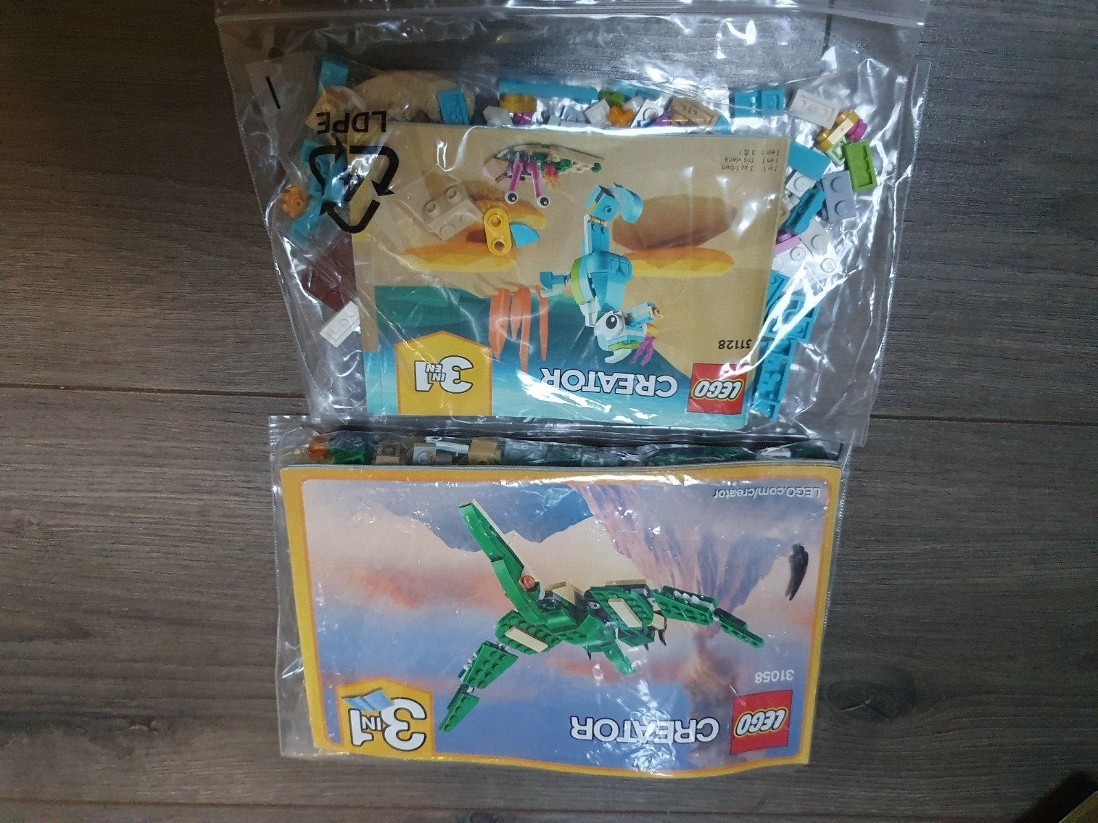 LEGO Creator 3-in-1 sets: 31128 en 31058, Ophalen, Gebruikt, Lego, Compleet