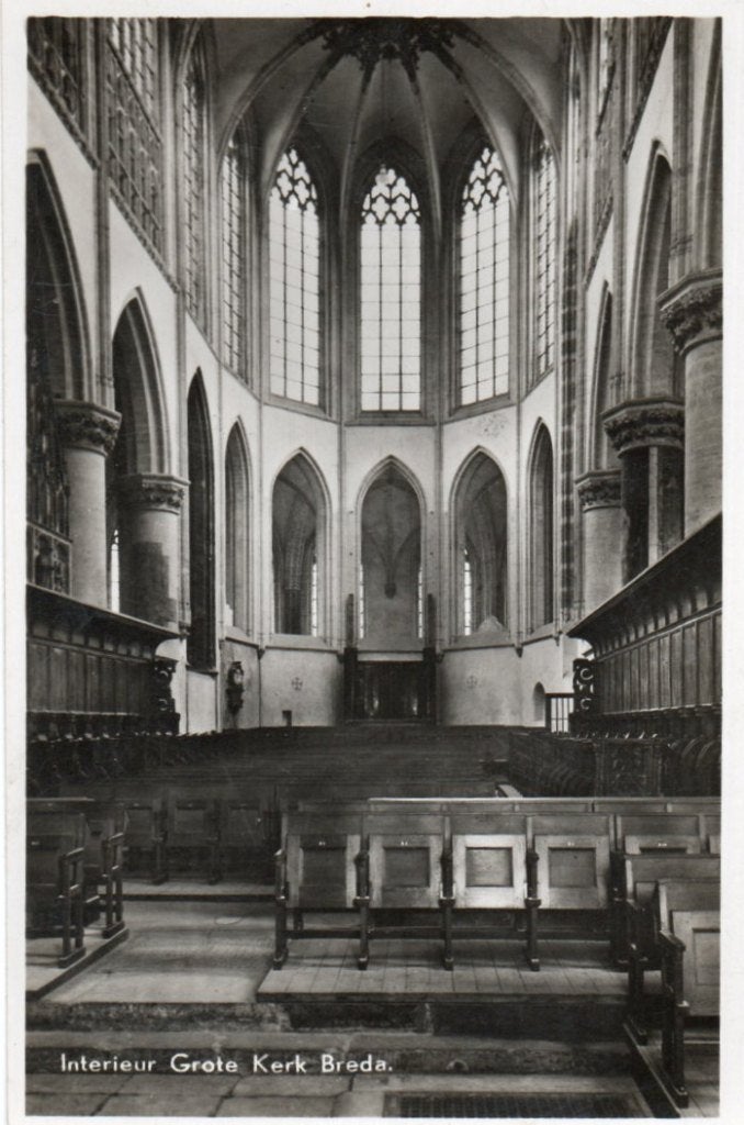 Breda  Interieur  Grote Kerk, Ophalen of Verzenden, 1940 tot 1960, Gelopen, Noord-Brabant
