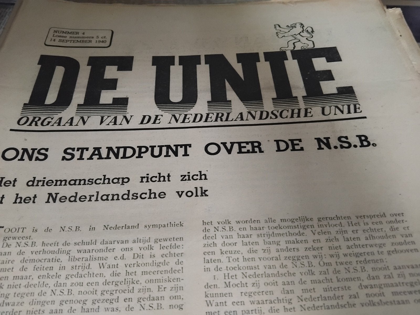 Stapel ,,De Unie,, jaren 40, Ophalen of Verzenden, Gelezen, Krant