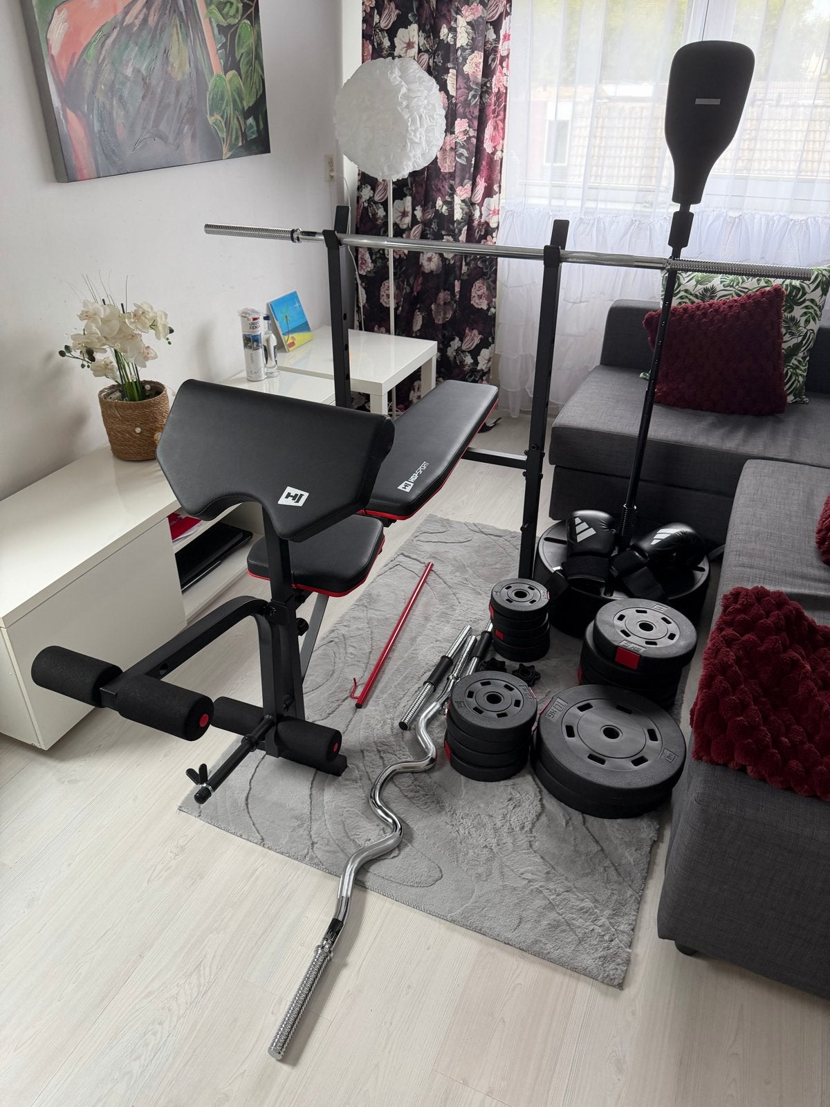 Complete krachtstation + bokszak, Sport en Fitness, Ophalen, Nieuw, Benen, Fitnessbank